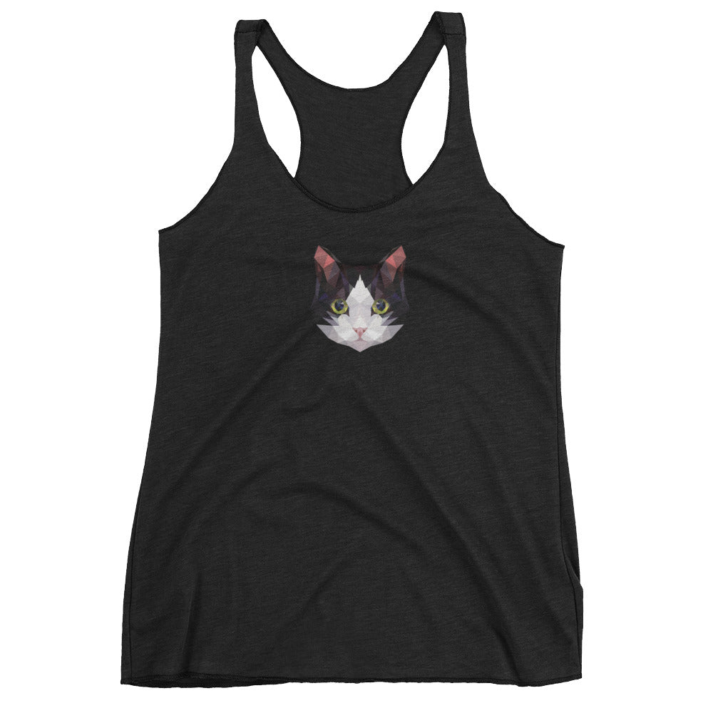 Color-Me Cat Tuxedo Women's Tank Top in Black