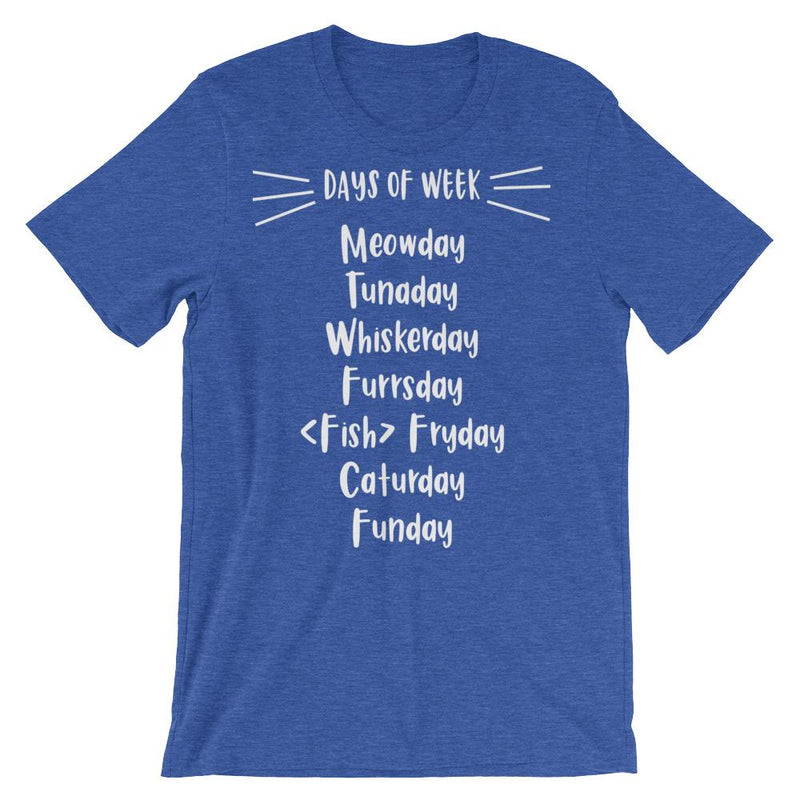 Wordy Cat 'Days of Week' Unisex Short Sleeve T-Shirt