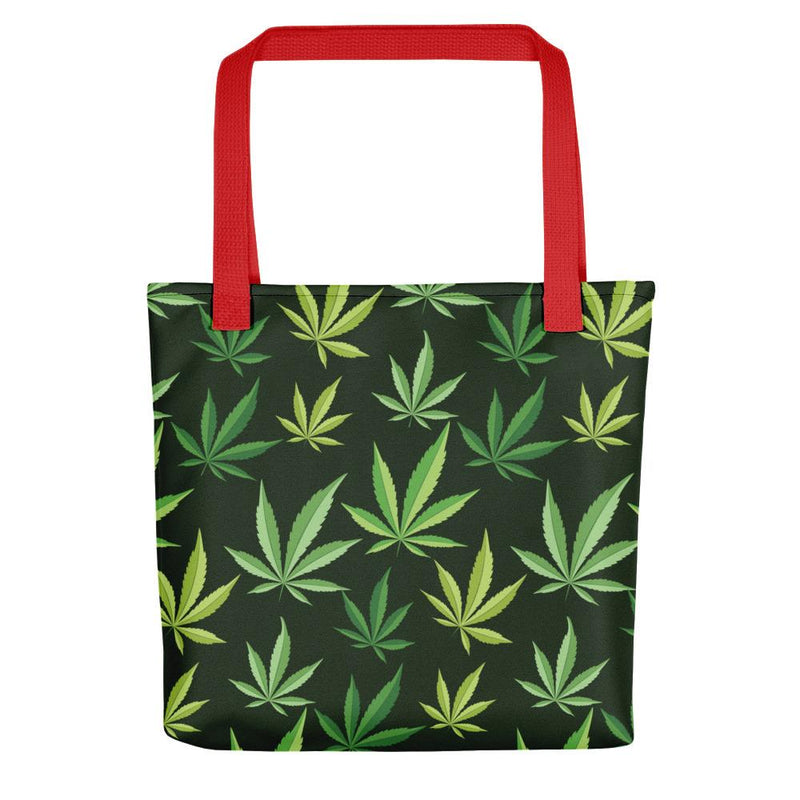 Evil Cat Mary J Tote bag in back view red handle