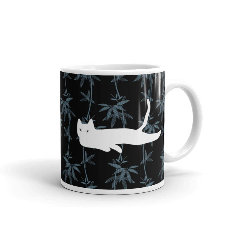 Cat Noir Black Flower Mug in Left Side View 11oz