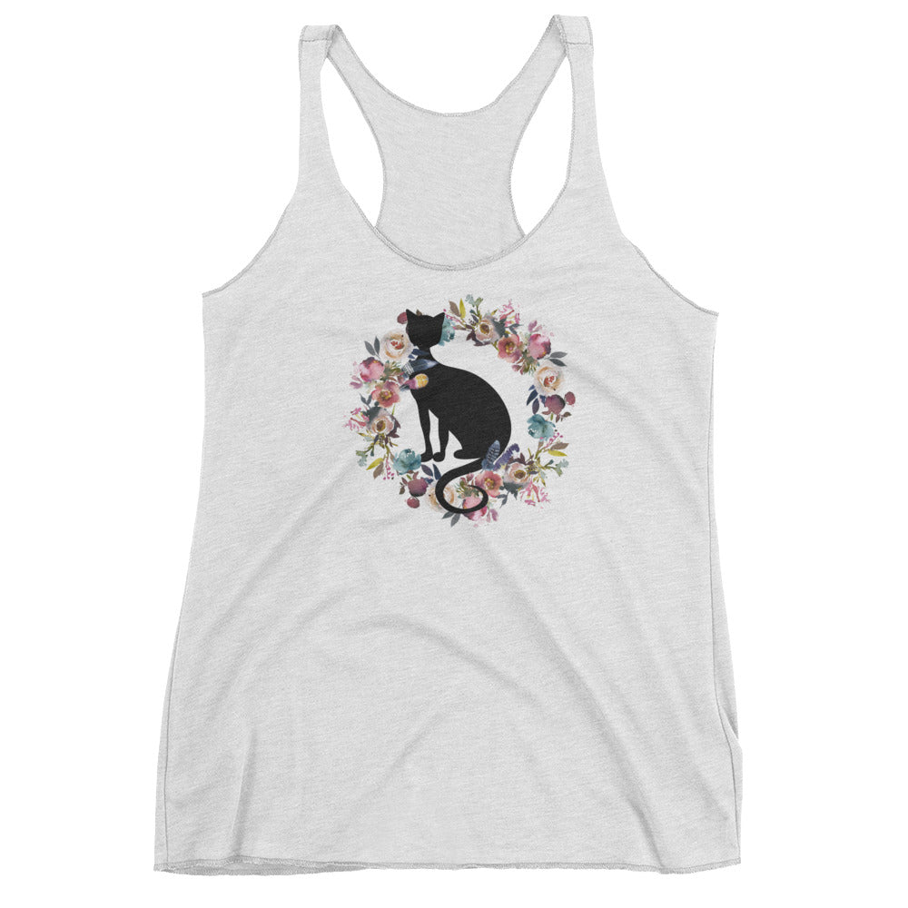 Floral Cat 'In Loving Memory Dusty Blue and Rose' Women's Tank Top