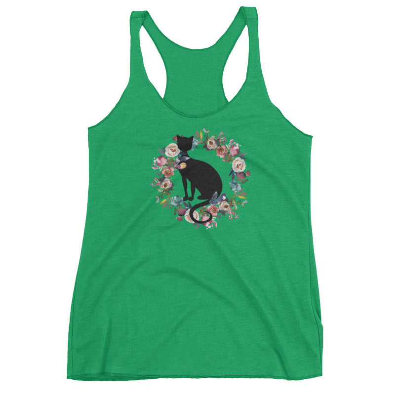 Floral Cat 'In Loving Memory Dusty Blue and Rose' Women's Tank Top