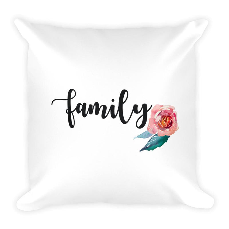 Floral Cat 'Family' Square Pillow