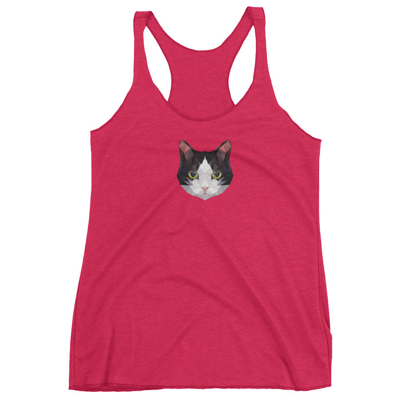 Color-Me Cat Tuxedo Women's Tank Top in Pink