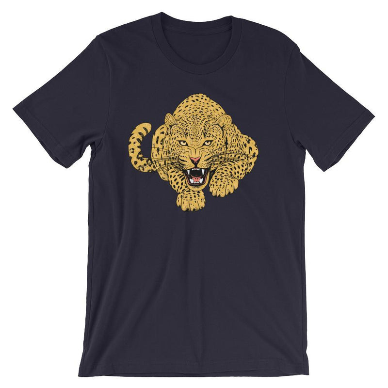 wild cat crouching leopard comfy unisex tee shirt