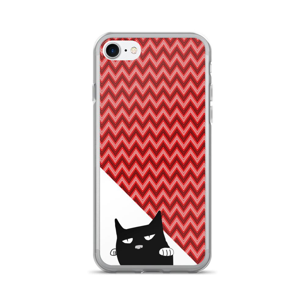 Evil Cat Zig Zag White iPhone 7 Case