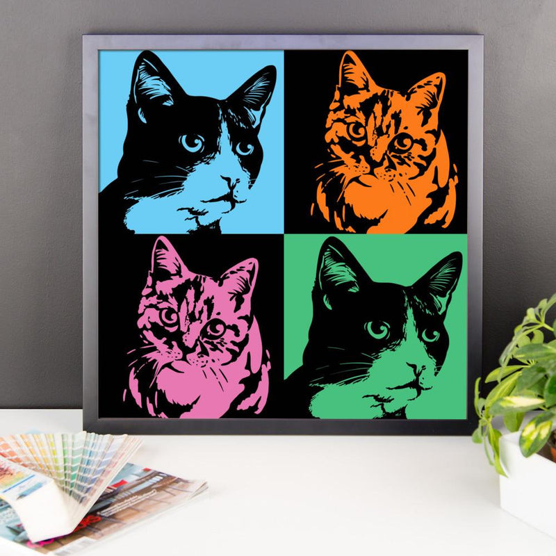 Pop Art Cat Matt Framed Poster