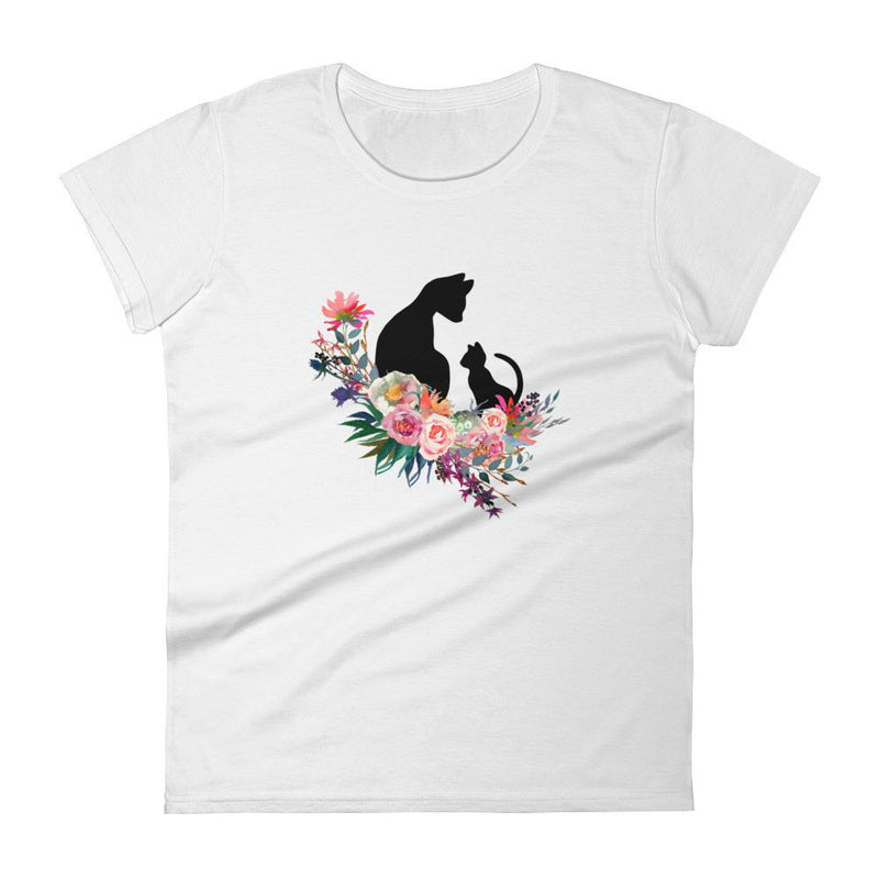 Floral Cat 'Family' Women's Short Sleeve T-Shirt