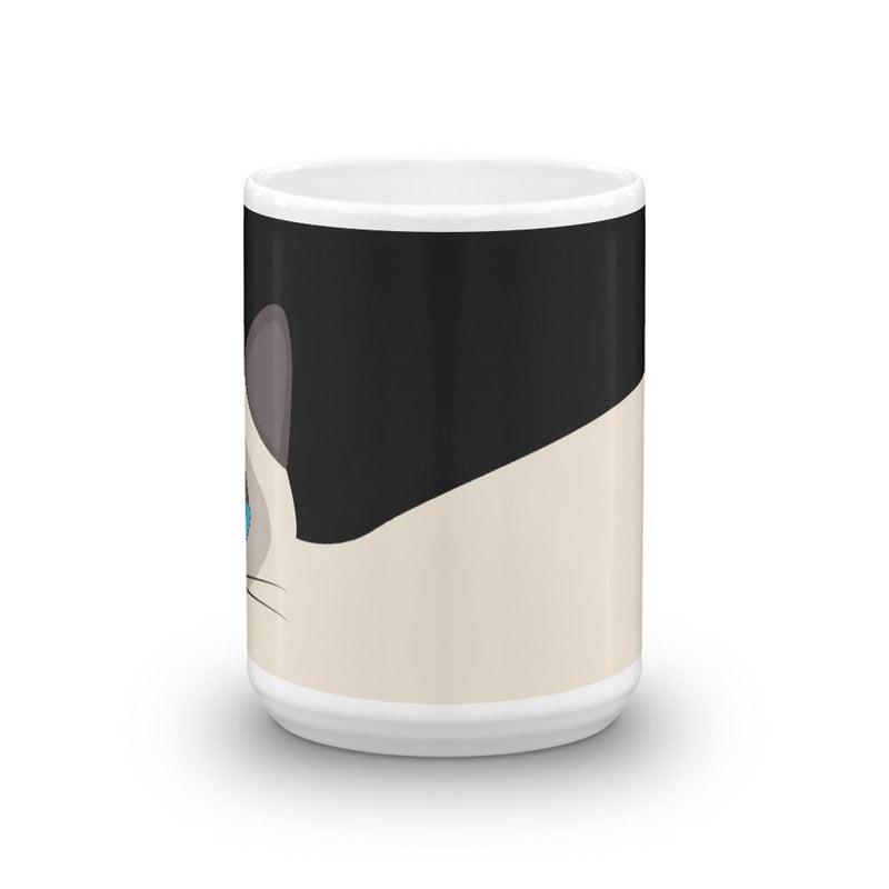 Inscrutable Cat Siamese Cat Black Mug Middle 15oz