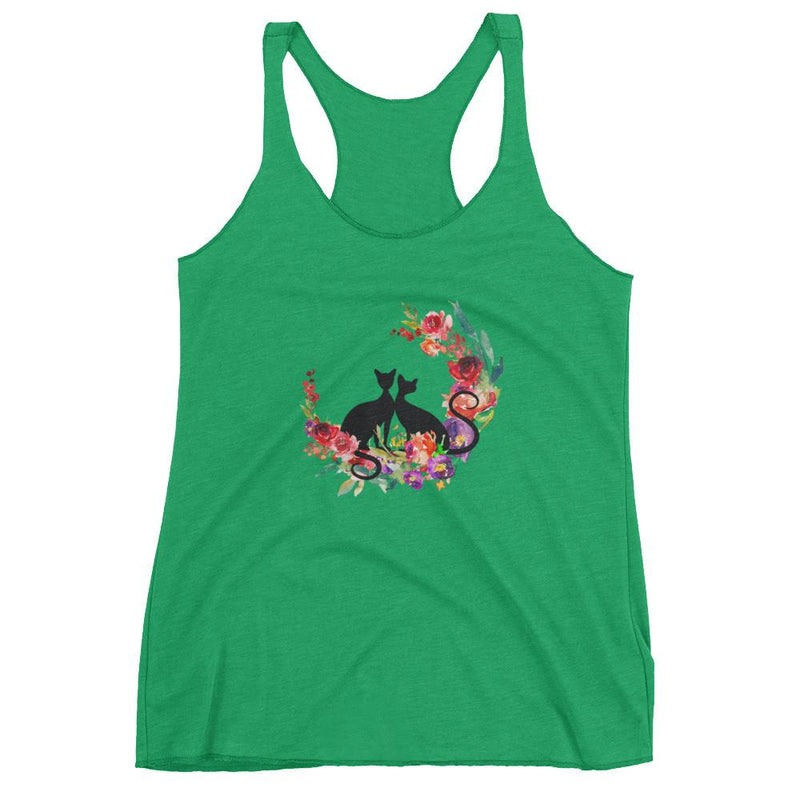 Floral Cat 'Loyalty' Women's Tank Top