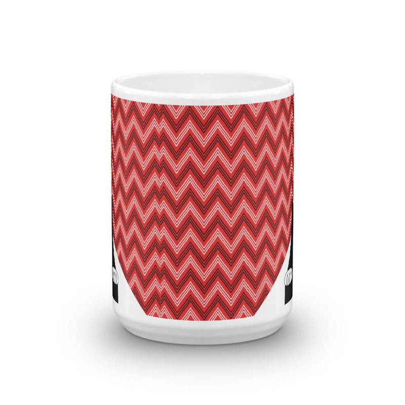 Evil Cat Zig Zag White Mug in Middle View 15oz