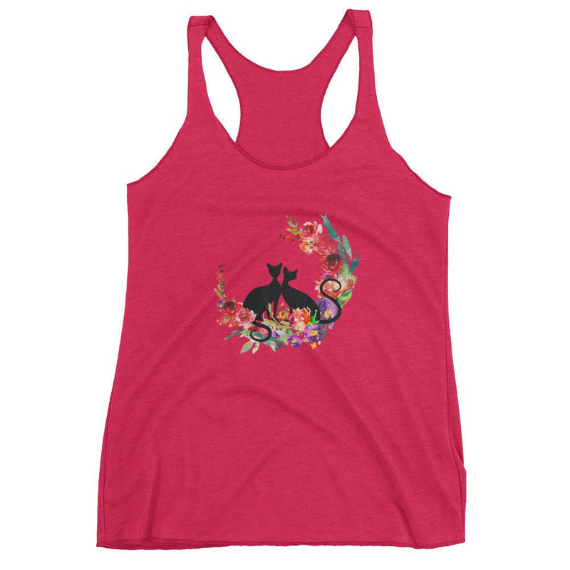 Floral Cat 'Loyalty' Women's Tank Top
