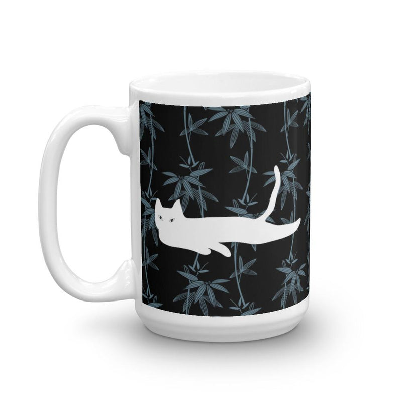 Cat Noir Black Flower Mug in Right Side View 15oz