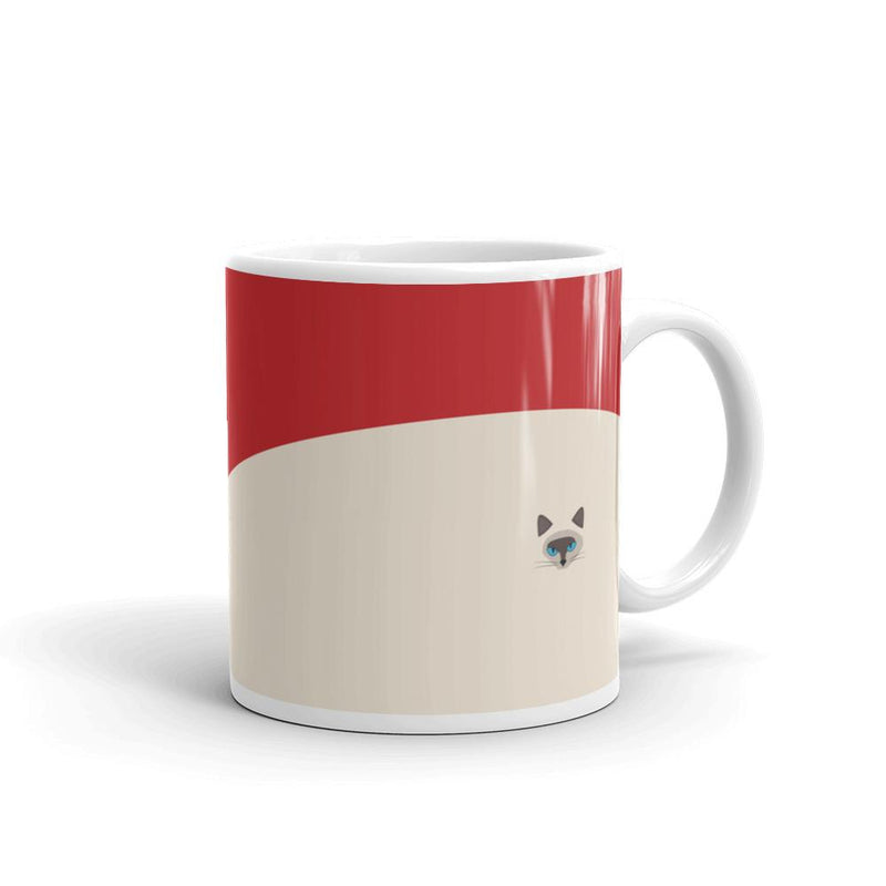 Inscrutable Cat Siamese Cat Red Mug Left Side in 11oz