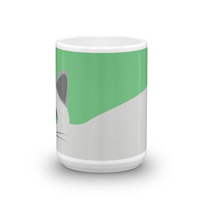 Inscrutable Cat Smoky Cat Green Mug in Middle View 15oz