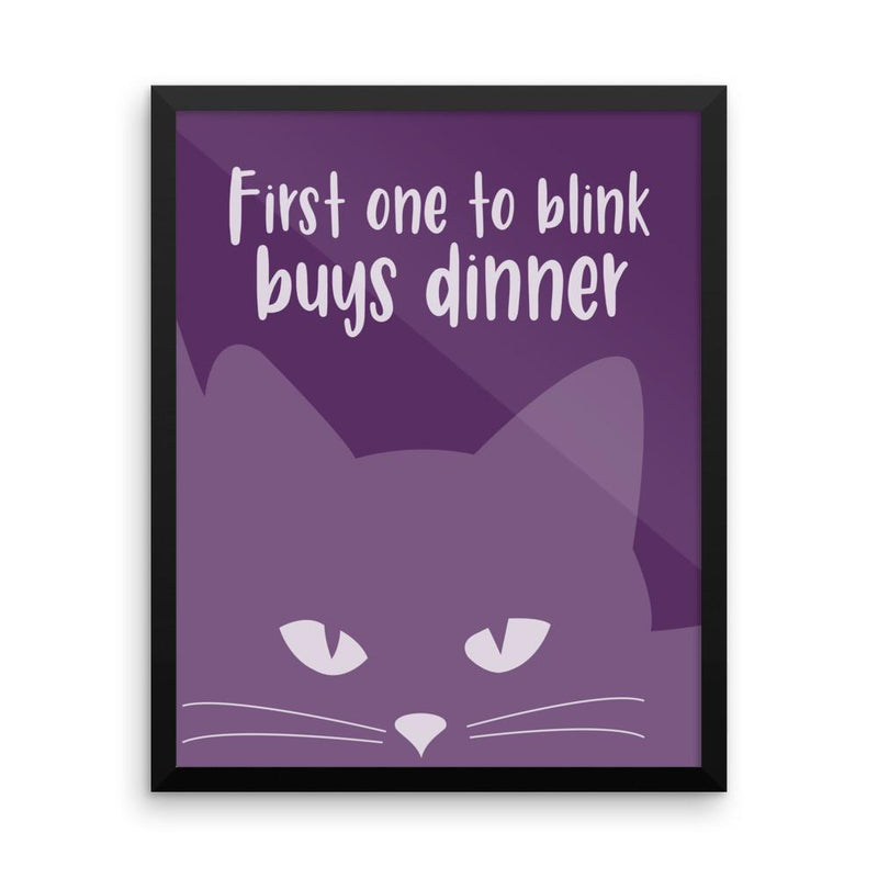Inscrutable Cat 'Blink Purple' Framed Matt Poster