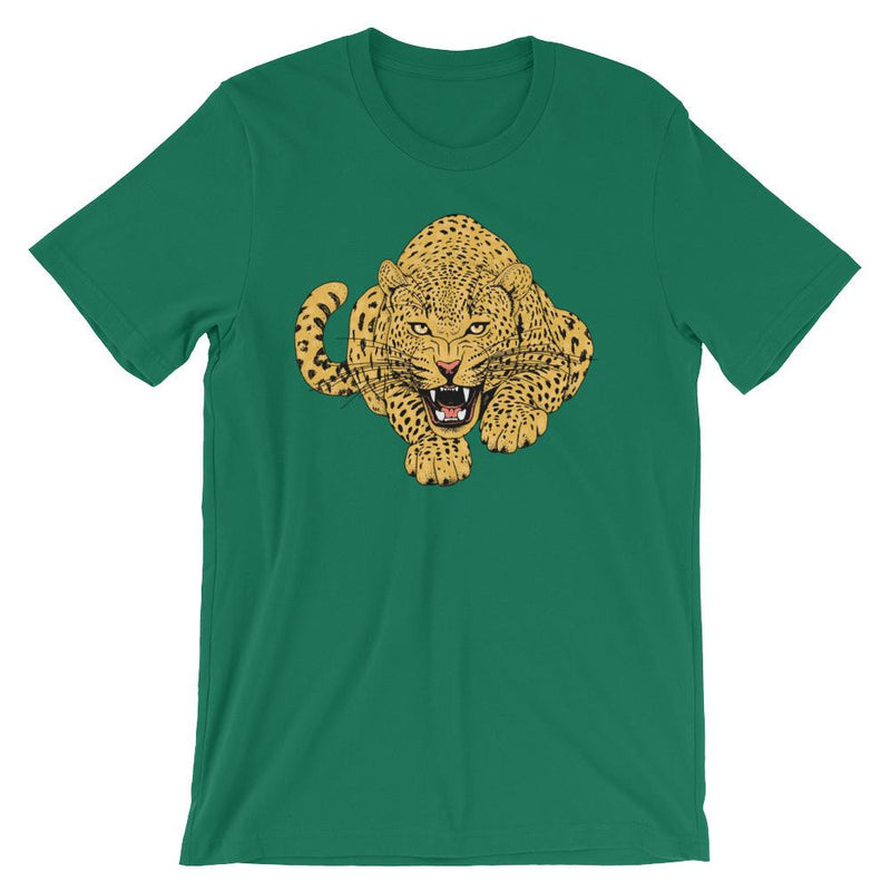 wild cat crouching leopard comfy unisex tee shirt