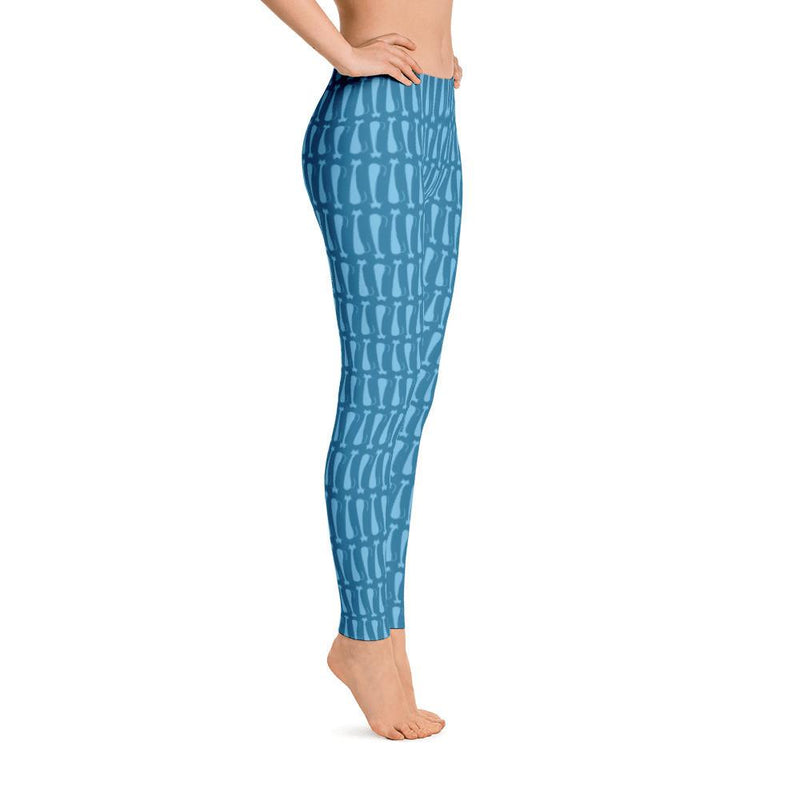 pattern cat skinny cat blue leggings for cat lovers
