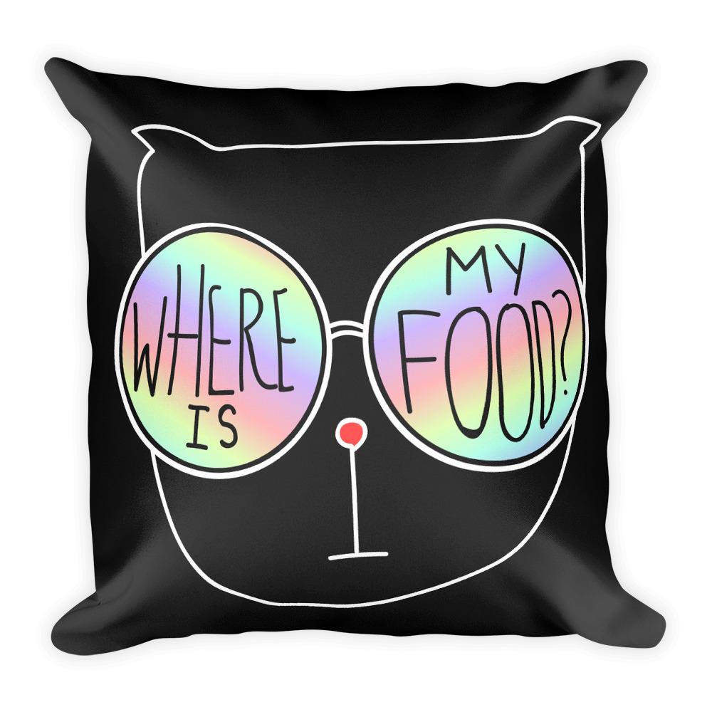 Summer Cat 'Feed Me' Square Pillow