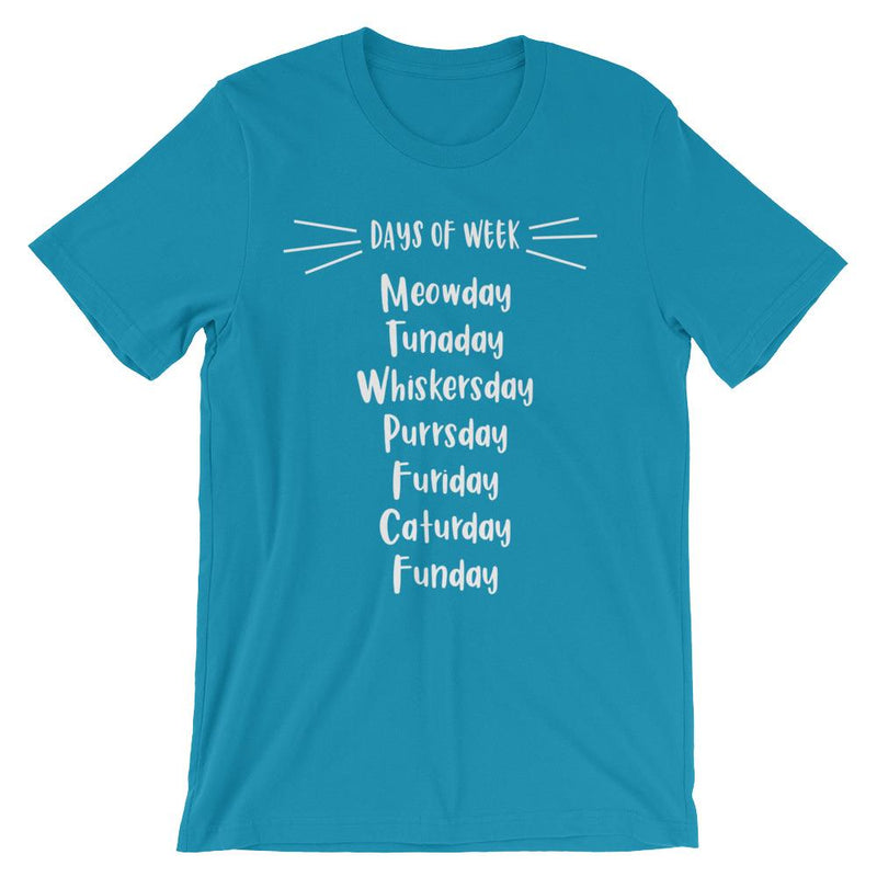 Wordy Cat 'Days of Week' Unisex Short Sleeve T-Shirt