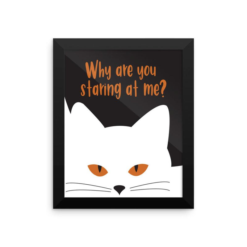Inscrutable Cat 'Staring' Framed Matt Poster