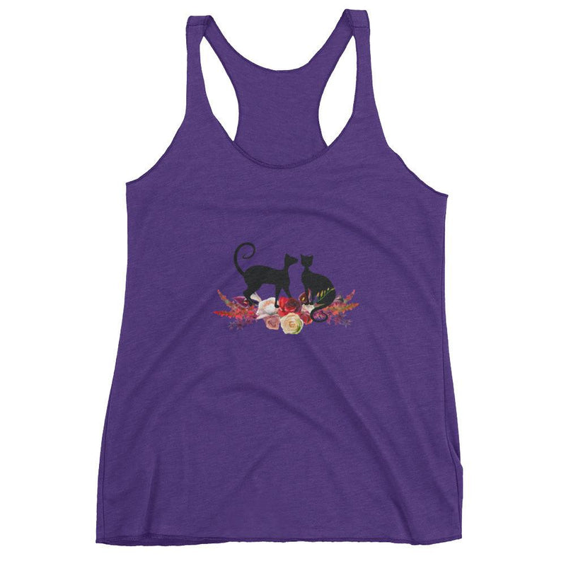 Floral Cat 'Love' Women's Tank Top