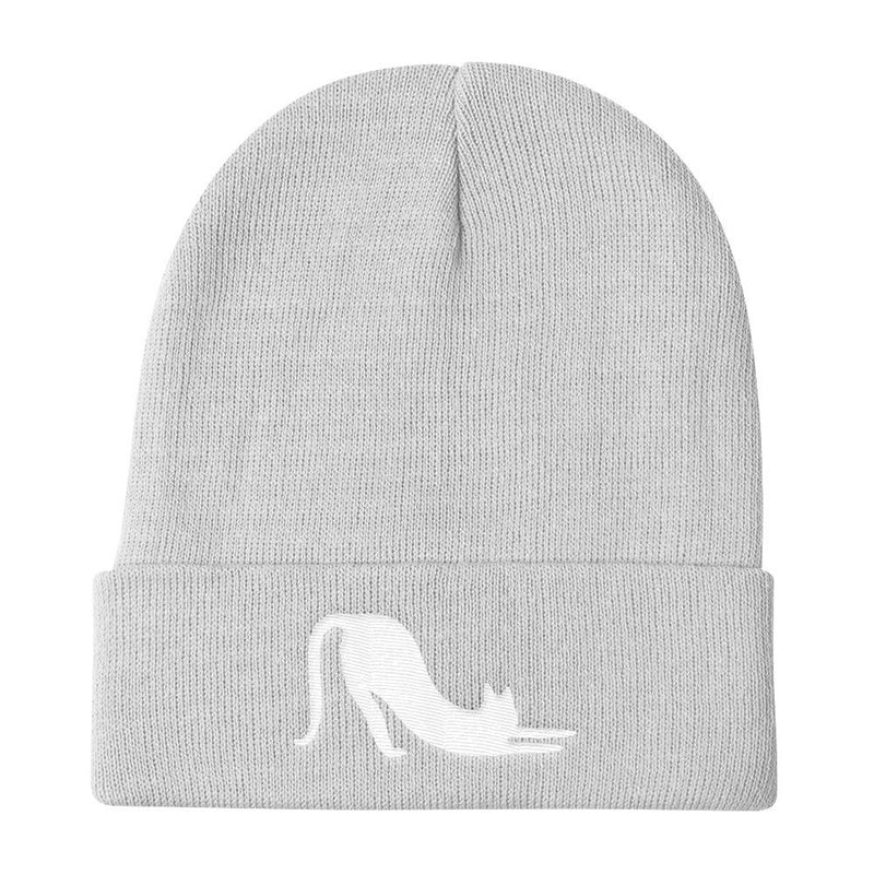 Yoga Cat 'White Cat Stretch' Knit Beanie
