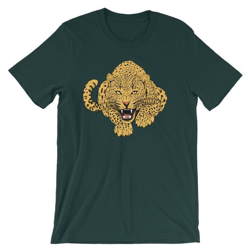 wild cat crouching leopard comfy unisex tee shirt