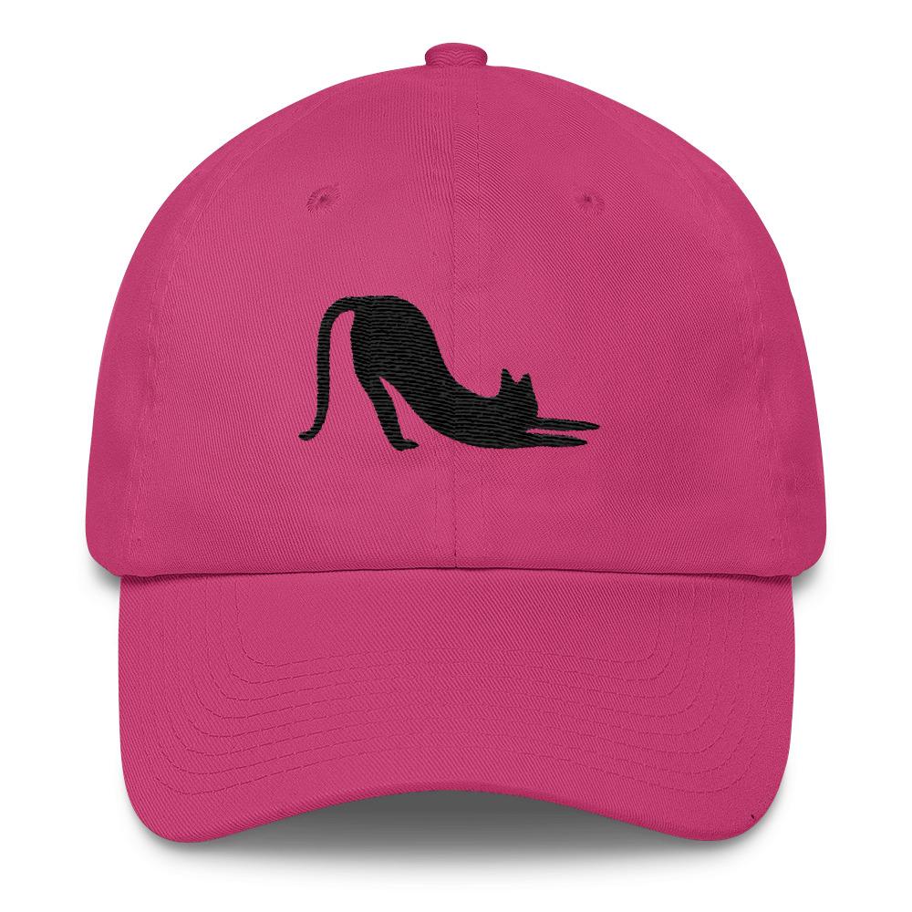 Yoga Cat 'Black Cat Stretch' Unstructured Cotton Cap