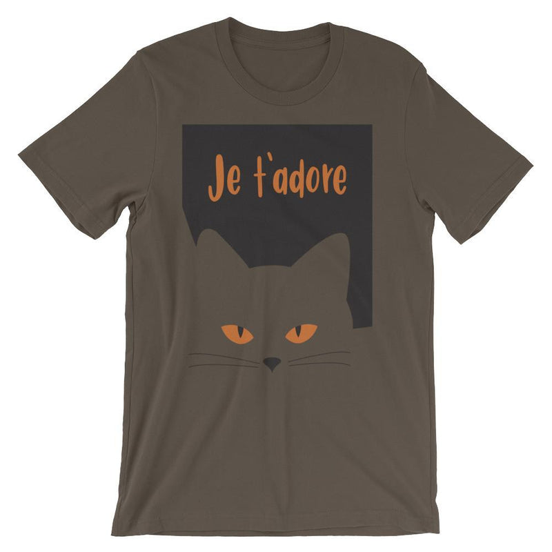 Inscrutable Cat 'Je T'Adore'  Unisex Short Sleeve T-Shirt