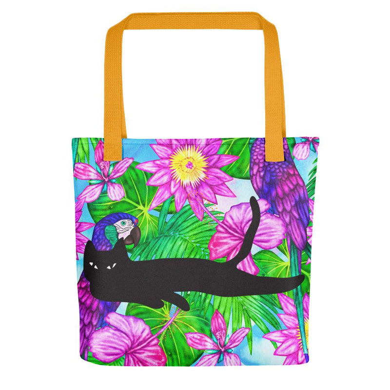 Cat Noir Aloha Tote bag Black Cat in Yellow Handle