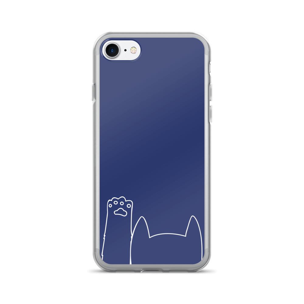 Minimalist Cat 'Hands Up Midnight Blue' iPhone 7/7 Plus Case