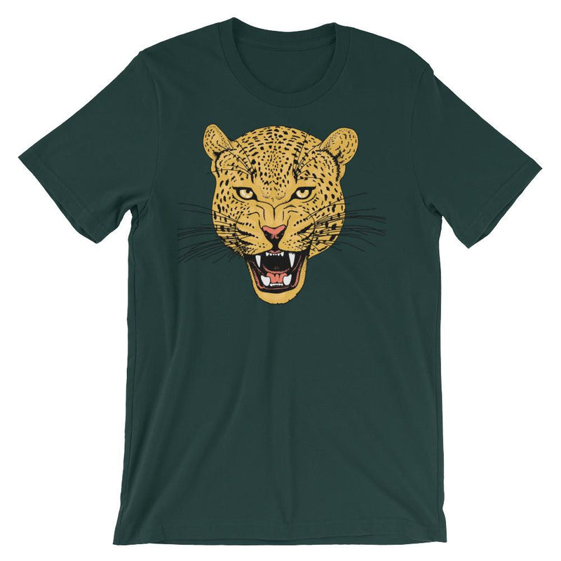 wild cat roaring leopard comfy unisex tee shirt