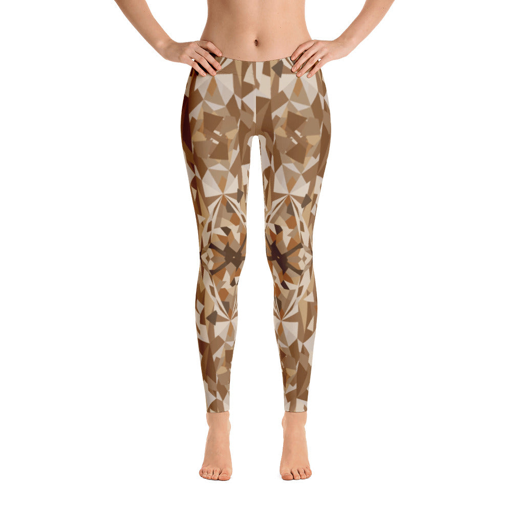 Color-Me Cat Polyart Brown Leggings in Front View