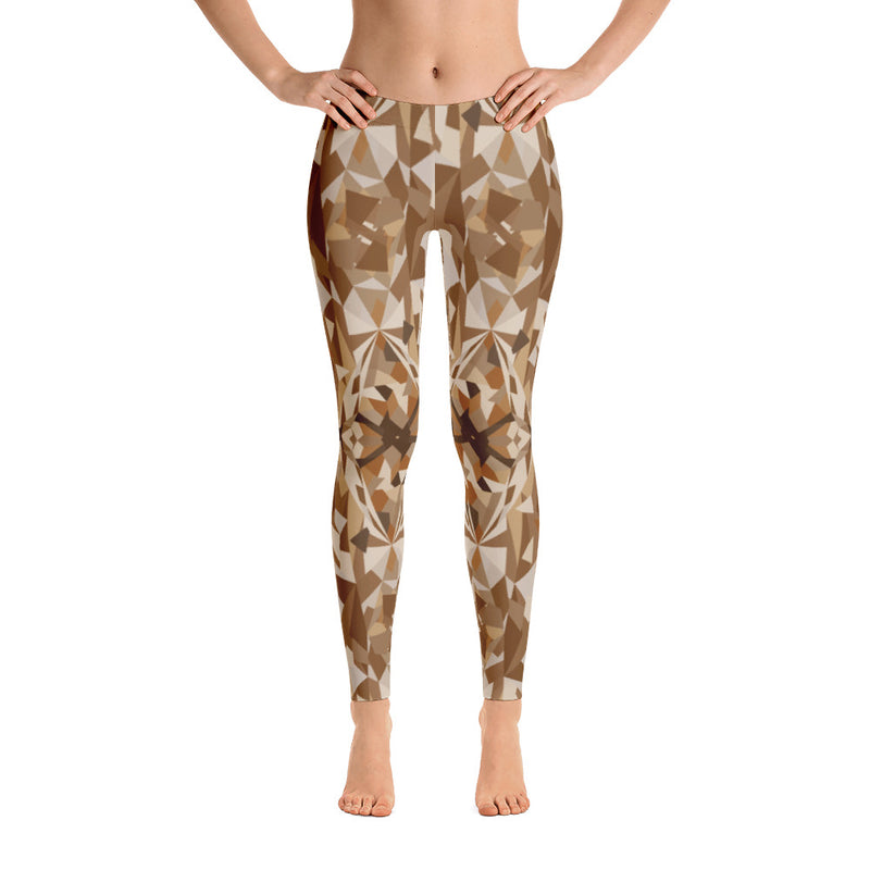 Color-Me Cat Polyart Brown Leggings in Front View