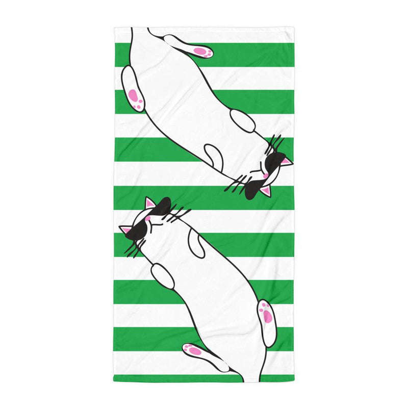 Summer Cat 'Green Stripe' Versatile Lightweight Towel