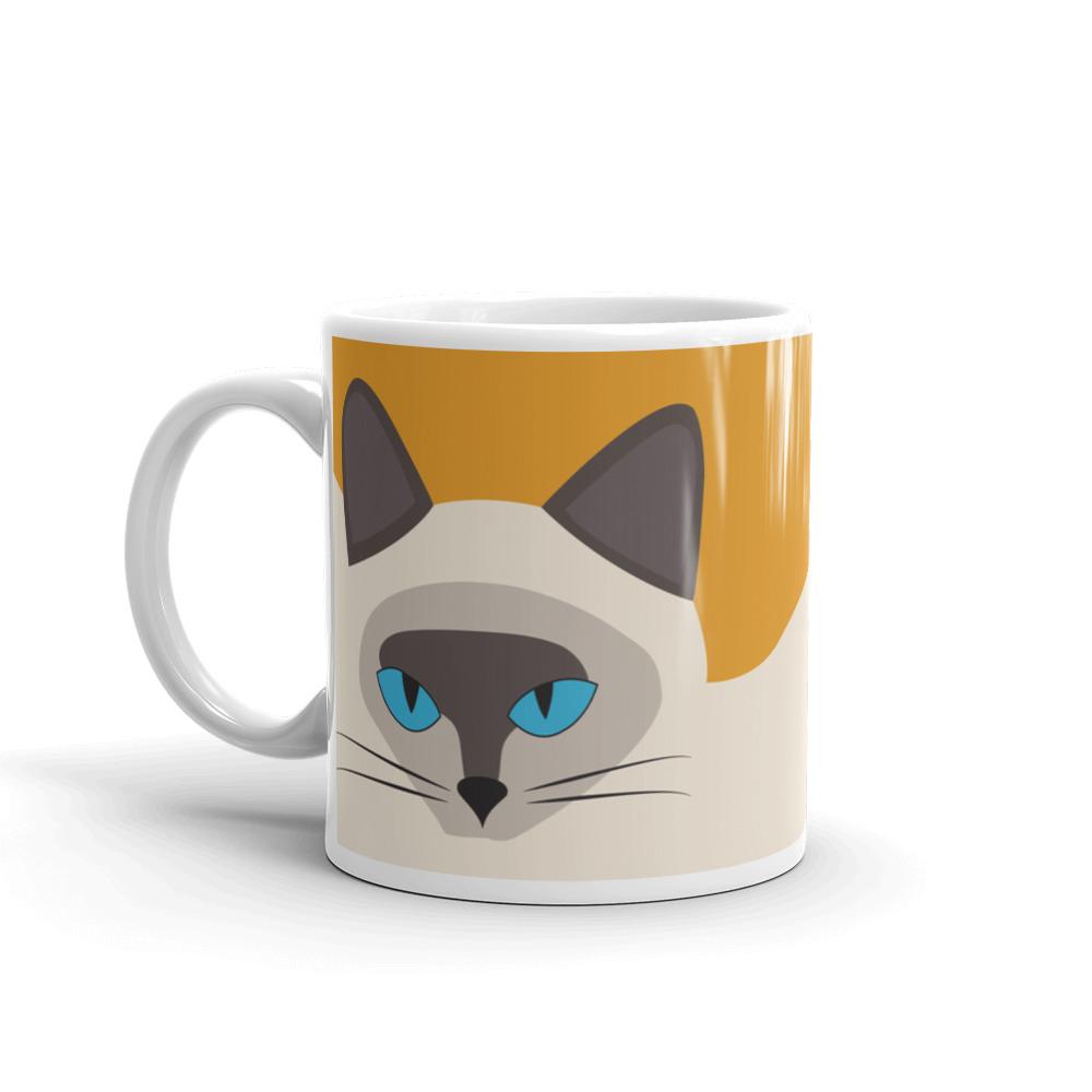 Inscrutable Cat Siamese Cat Gold Mug Right Side in 11oz