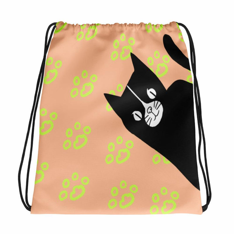 Evil Cat Pawprints Peachy Drawstring bag Backpack