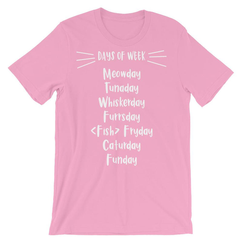 Wordy Cat 'Days of Week' Unisex Short Sleeve T-Shirt