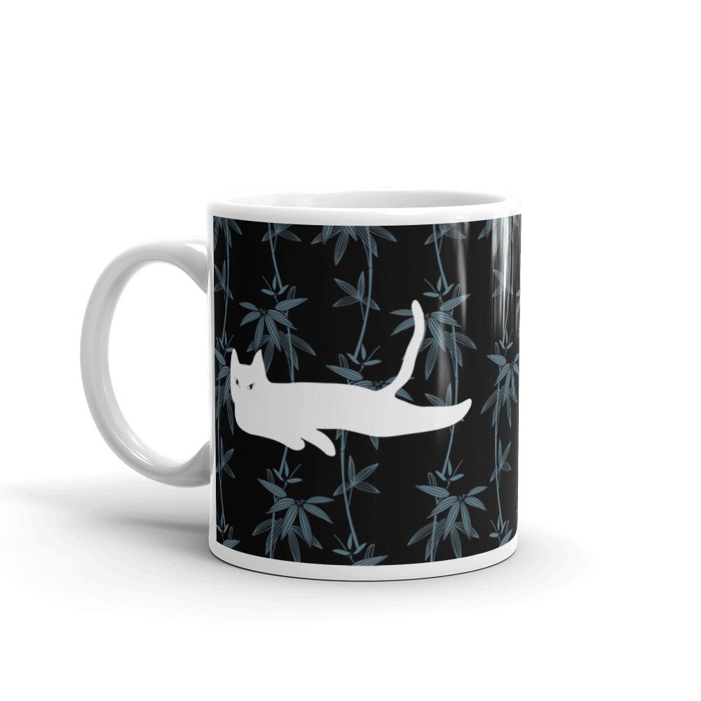 Cat Noir Black Flower Mug in Right Side View 11oz