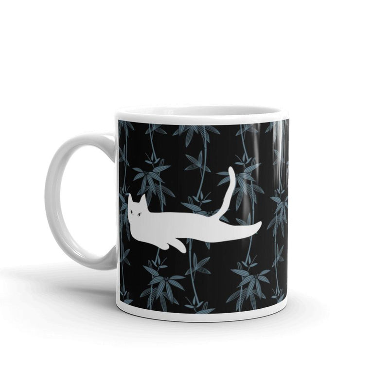 Cat Noir Black Flower Mug in Right Side View 11oz