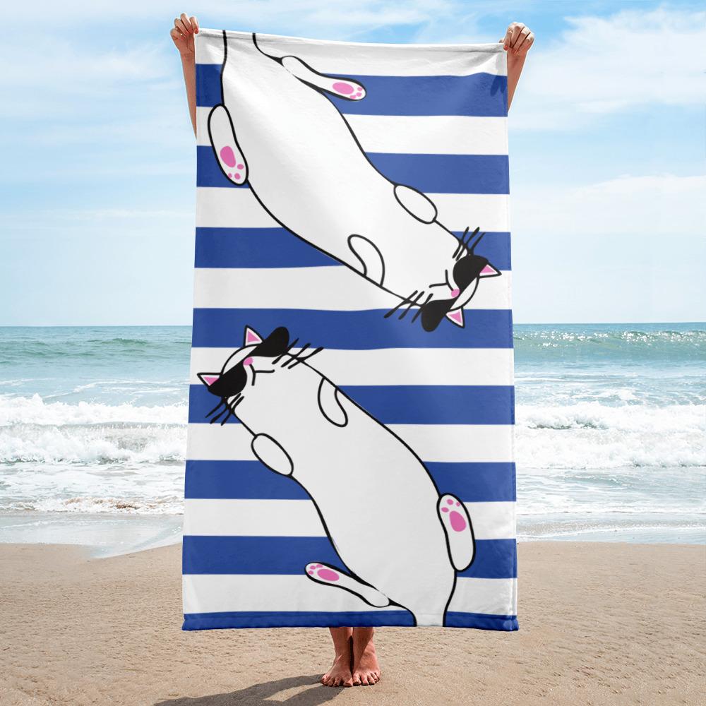 Summer Cat 'Blue Stripe' Versatile Lightweight Towel