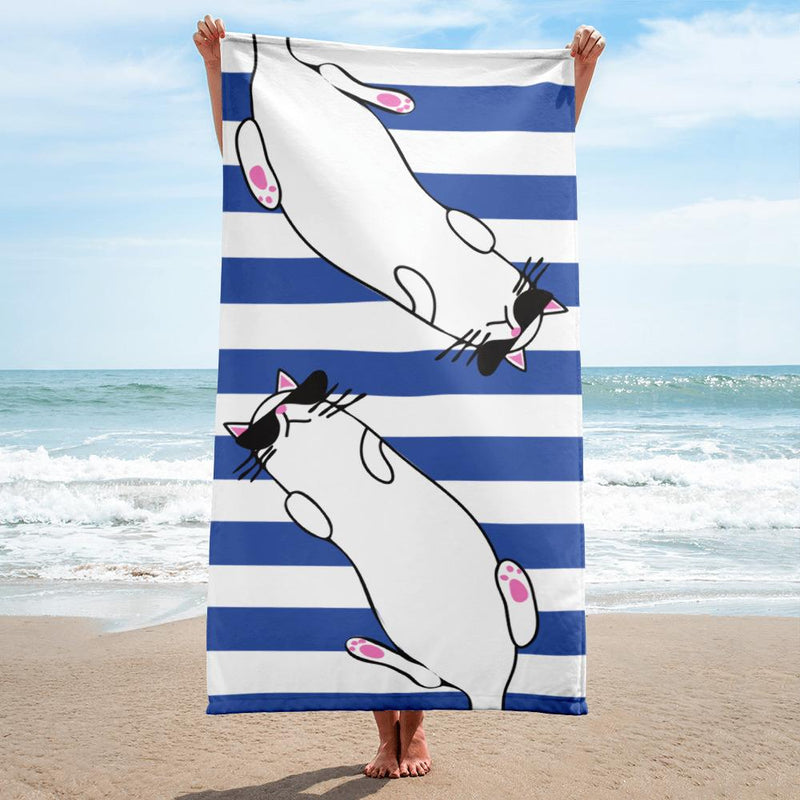 Summer Cat 'Blue Stripe' Versatile Lightweight Towel