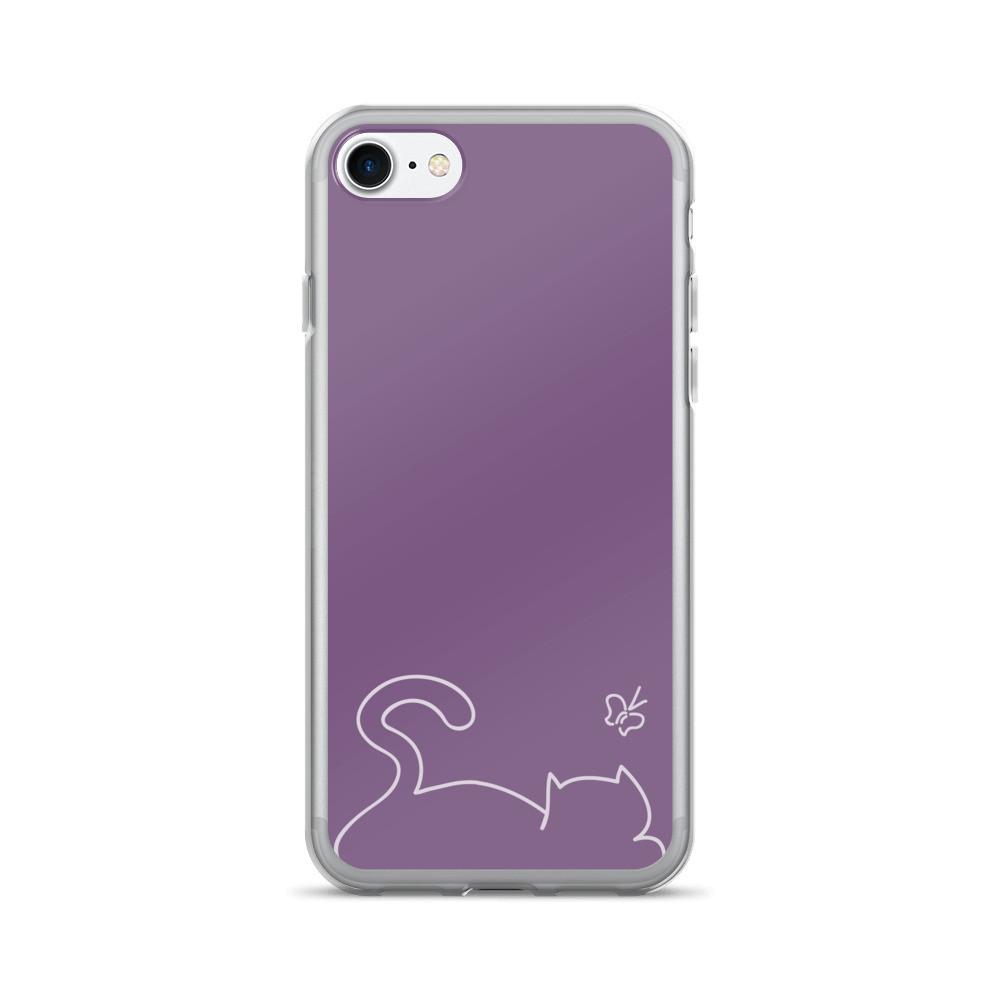 Minimalist Cat 'Recline Plummy' iPhone 7/7 Plus Case