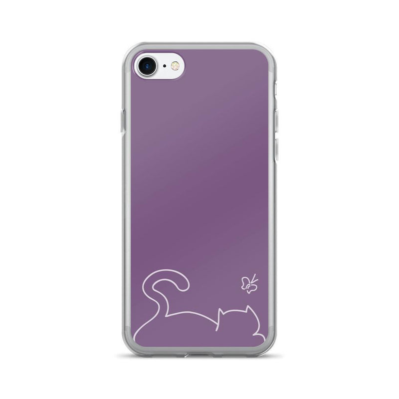 Minimalist Cat 'Recline Plummy' iPhone 7/7 Plus Case