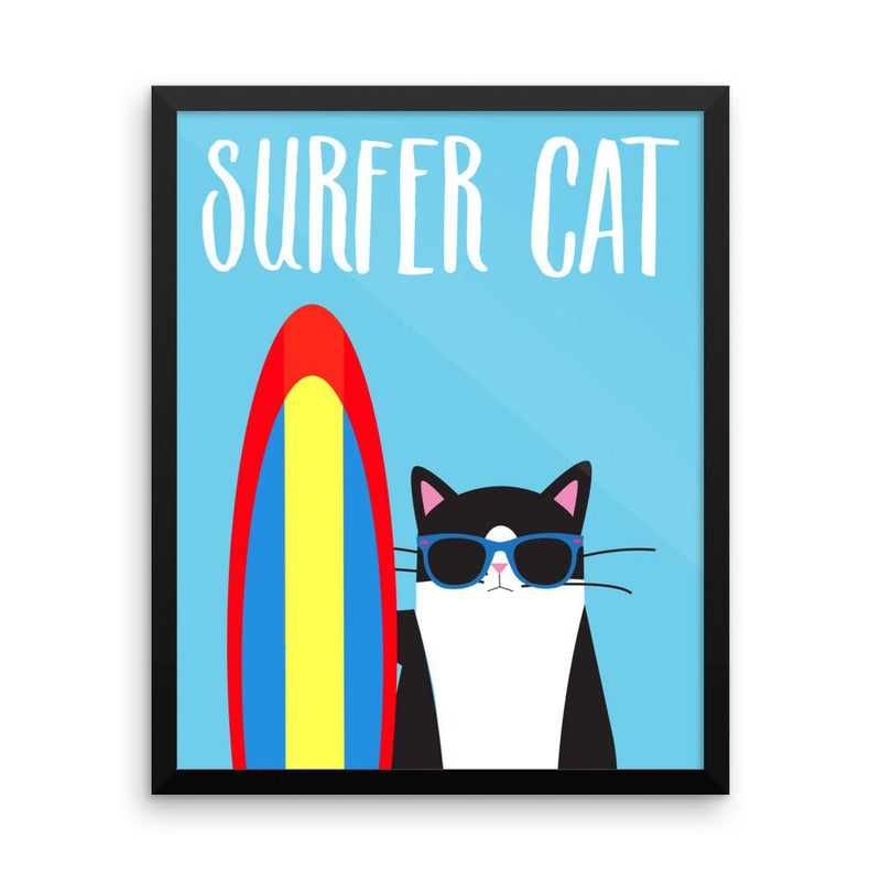 Cosmo Cat 'Surfer' Framed Matt Poster