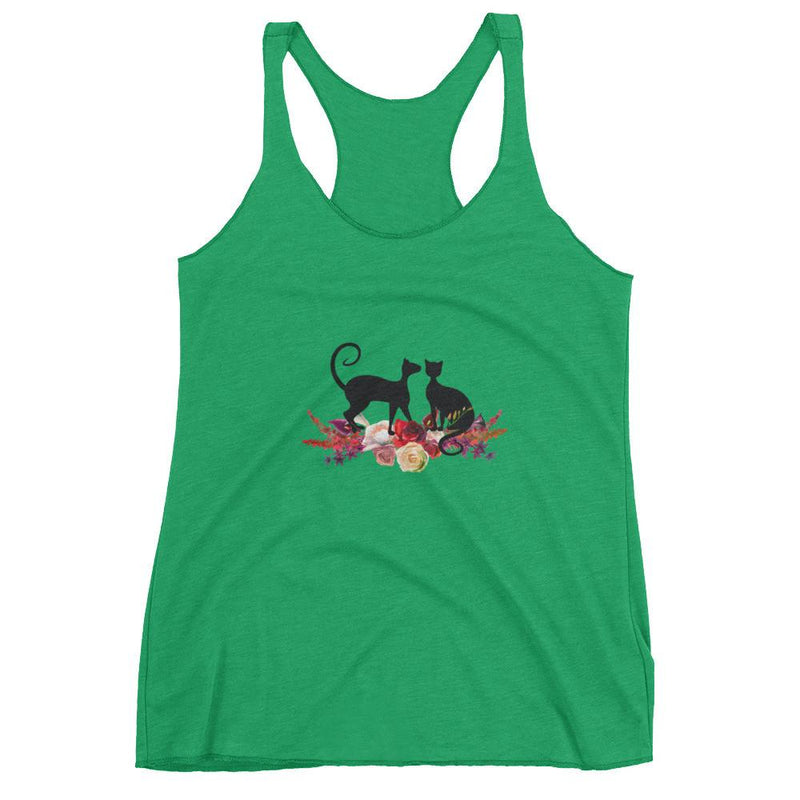 Floral Cat 'Love' Women's Tank Top