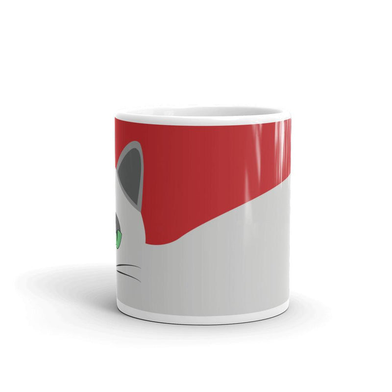 Inscrutable Cat Smoky Cat Red Mug in Middle View 11oz