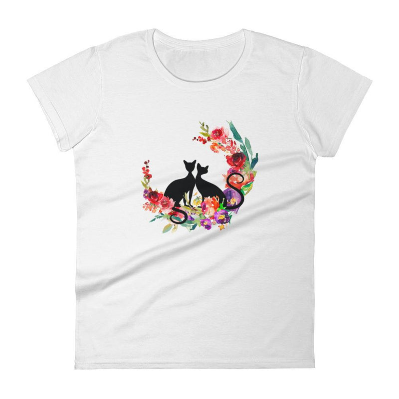 Floral Cat 'Loyalty' Women's Short Sleeve T-Shirt