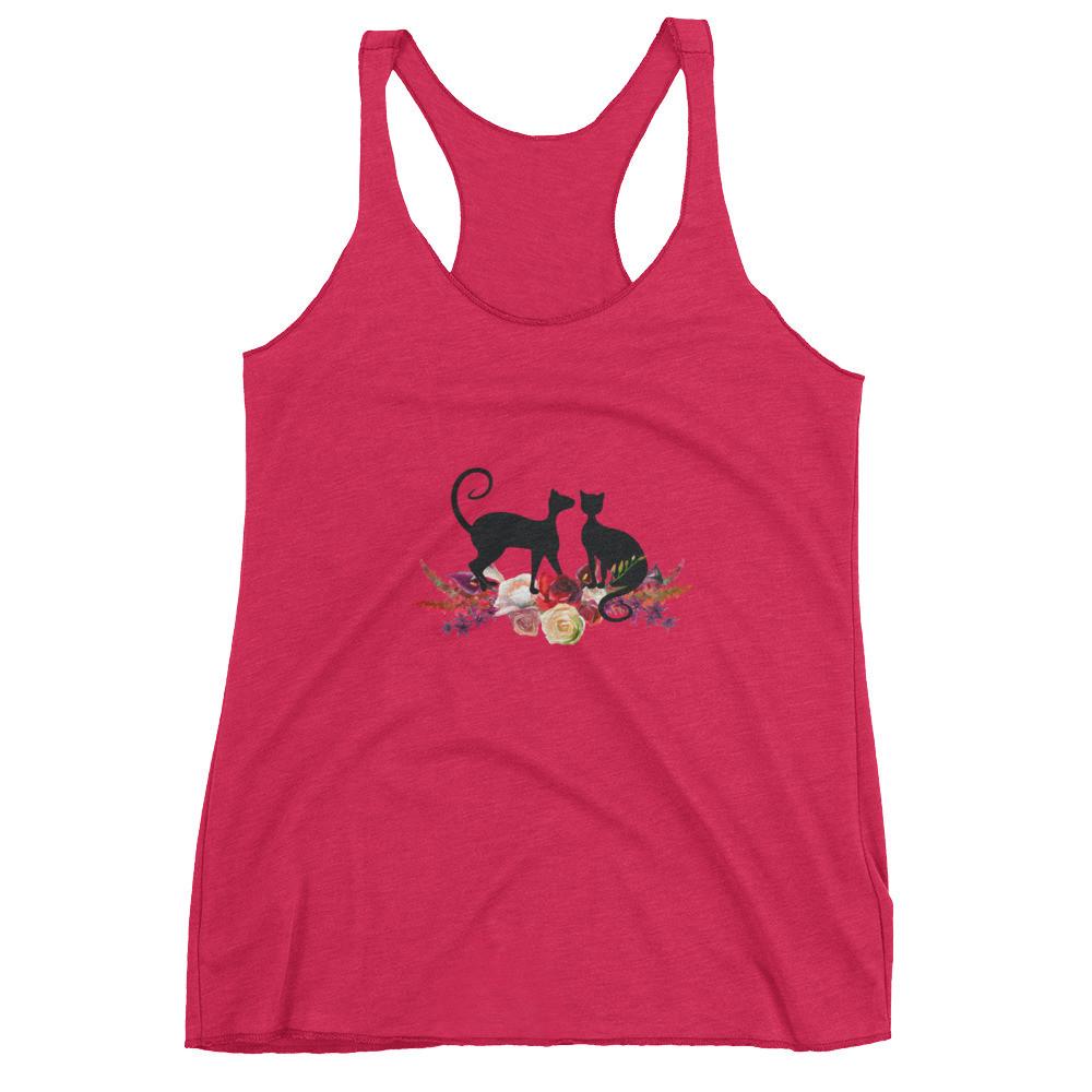 Floral Cat 'Love' Women's Tank Top